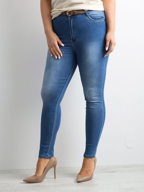 Blue Plus Size Tube Jeans