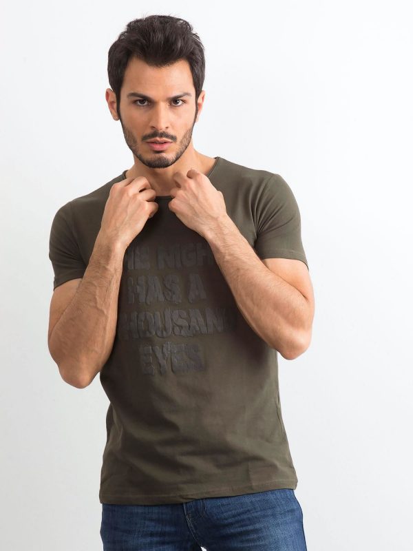 Khaki Men's T-Shirt with Lettering