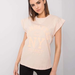 Peach T-shirt with print Ciara RUE PARIS