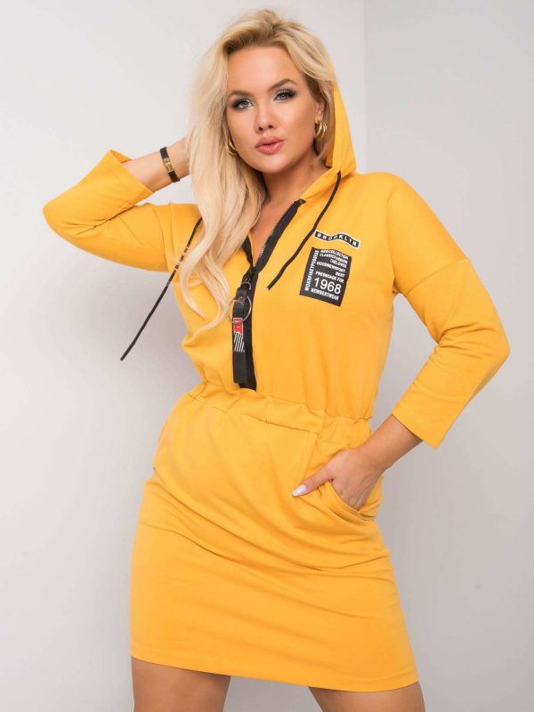 Cheryl's Yellow Plus Size Hooded Dress