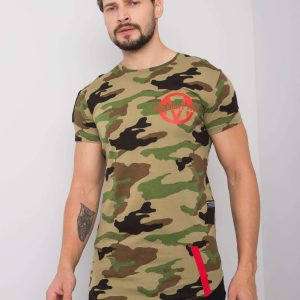 Khaki T-shirt for men with camo motif Logan