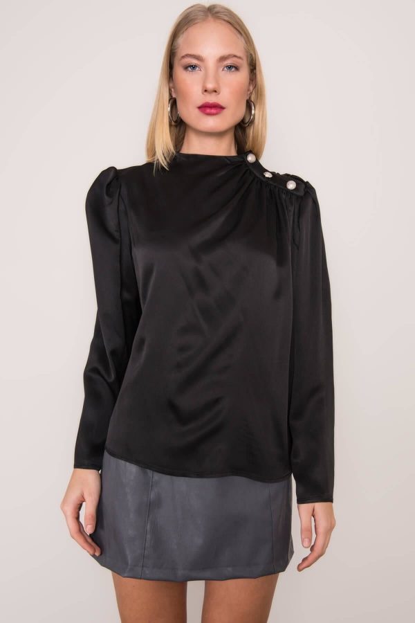 Black blouse with draping BSL