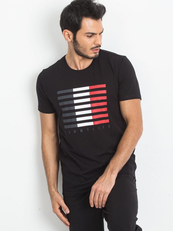 TOMMY LIFE Black T-shirt for men