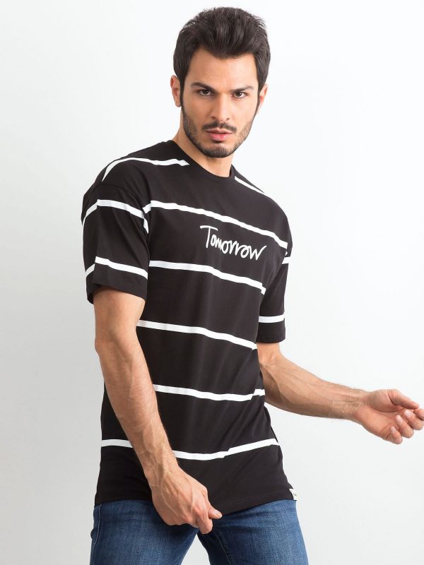 Black Men's Striped T-Shirt