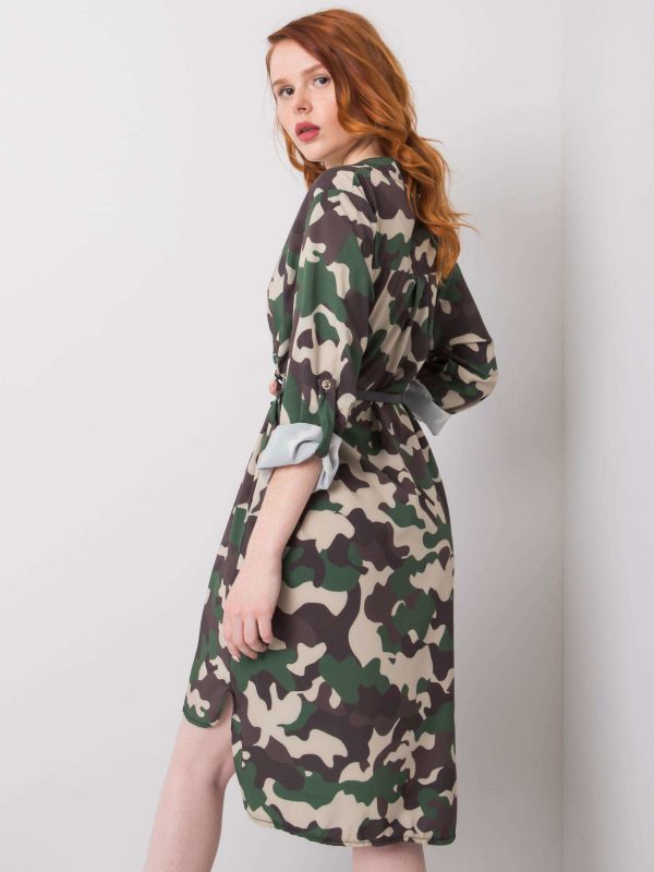 Beige and green camo dress Blaise