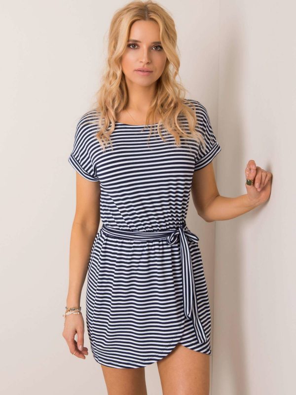 White and navy blue dress Lake RUE PARIS