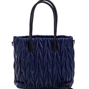 Navy blue quilted bag made of eco leather