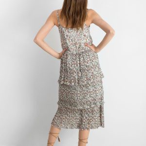 Ecru pleated floral dress