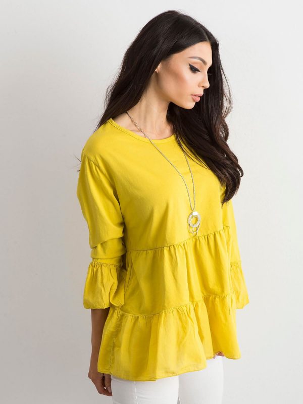 Yellow women's tunic with ruffle