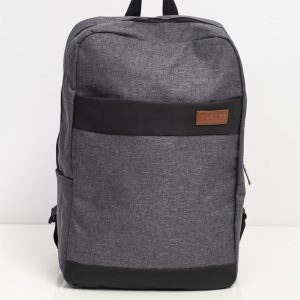 Gray Laptop Backpack with External Pocket