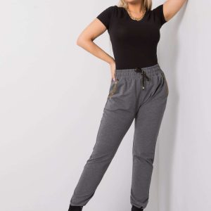 Dark Grey Melange Plus Size Pants Ericca