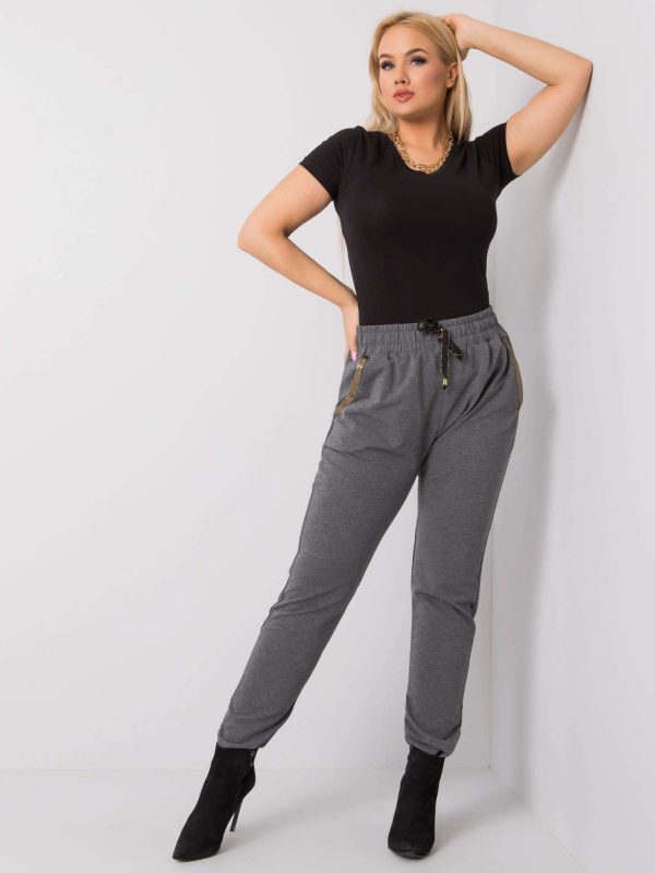 Dark Grey Melange Plus Size Pants Ericca