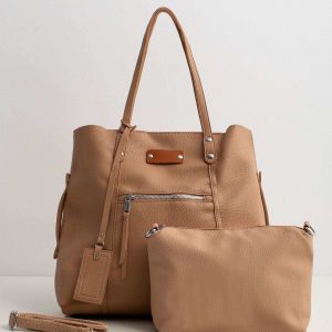 Beige women's bag made of eco leather