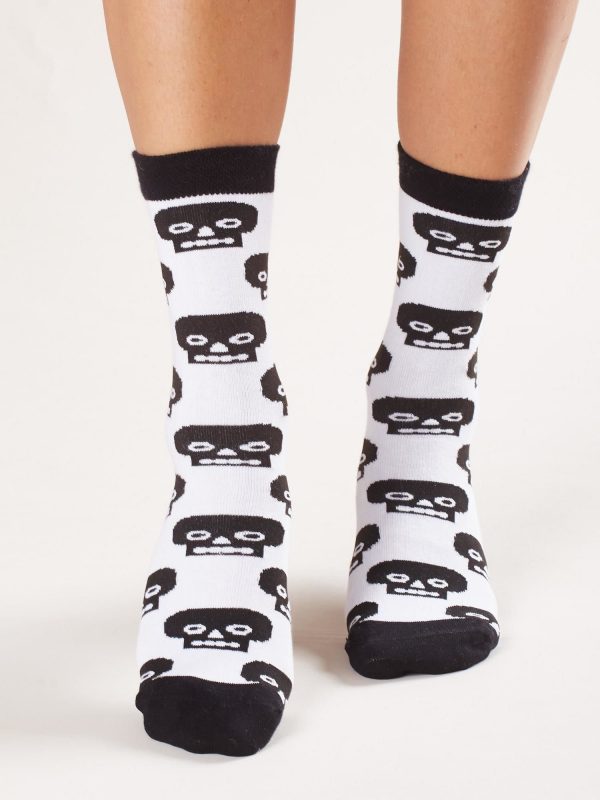 White and black socks in the skull