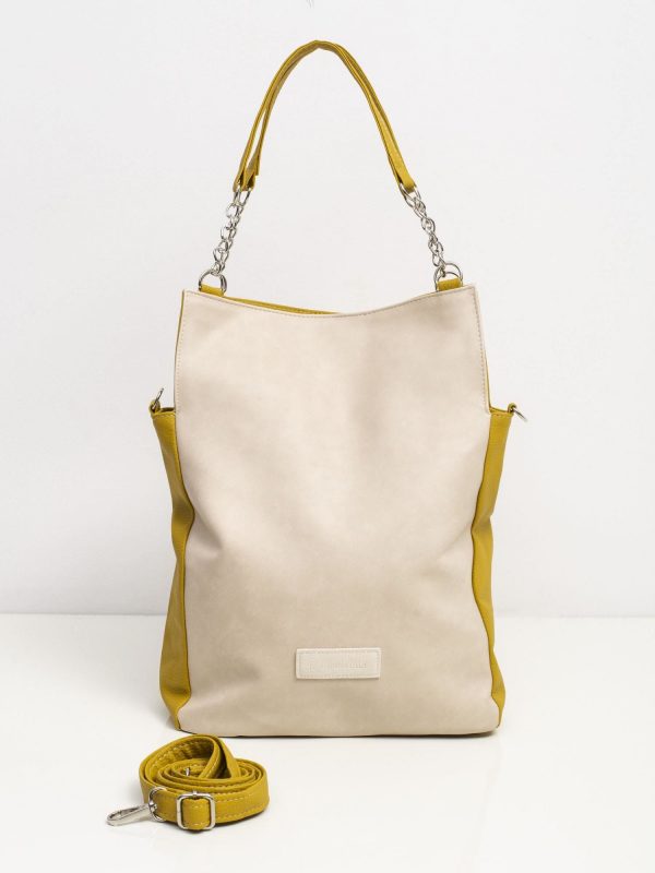 Beige and olive eco-leather bag