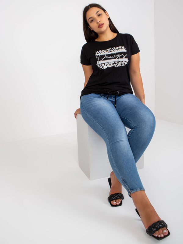 Black and Grey Plus Size Short Sleeve T-Shirt