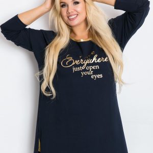 Navy blue plus size Eye tunic