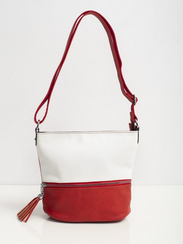 Red and white shoulder bag