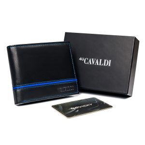 Black and blue men's leather wallet