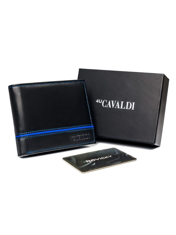 Black and blue men's leather wallet