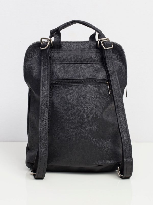 Navy blue faux leather backpack