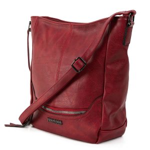 Dark red eco-leather handbag