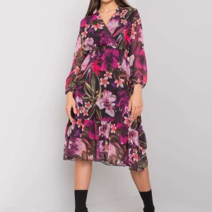 Canton Black and Purple Floral Dress