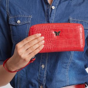 Red wallet with embossing