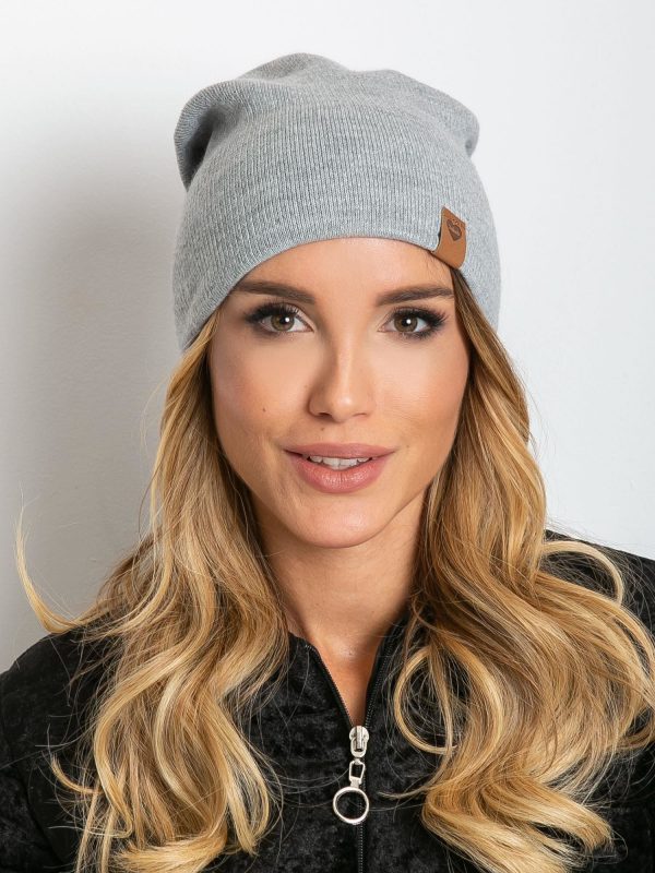 Gray beanie hat with wool