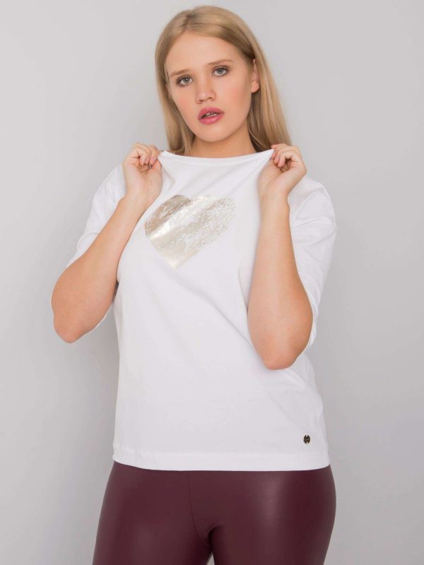 White plus size blouse with Angelique print