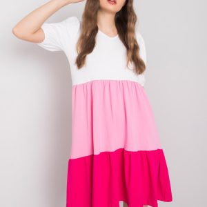 White and pink casual dress Kylie RUE PARIS