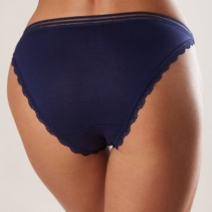 Navy Blue Cotton Panties with Lace