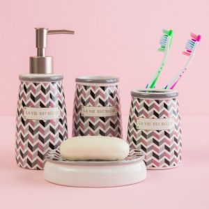 Grey Pink Toiletries Set