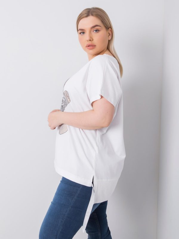 White plus size blouse with Marlene applique