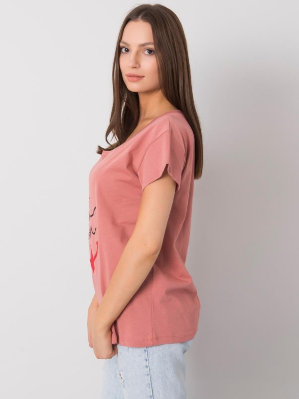 Dirty pink T-shirt with Silva print