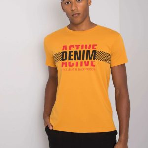 Men's mustard T-shirt with collin print