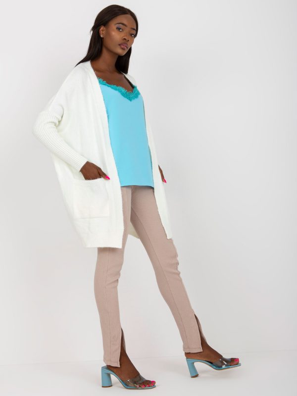 Ecru classic cardigan with pockets Barreiro RUE PARIS