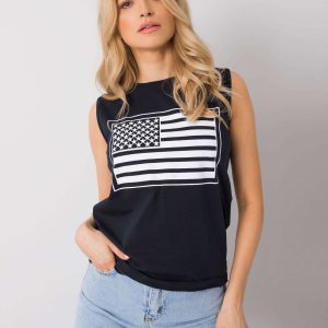 Navy blue top with print Petra RUE PARIS