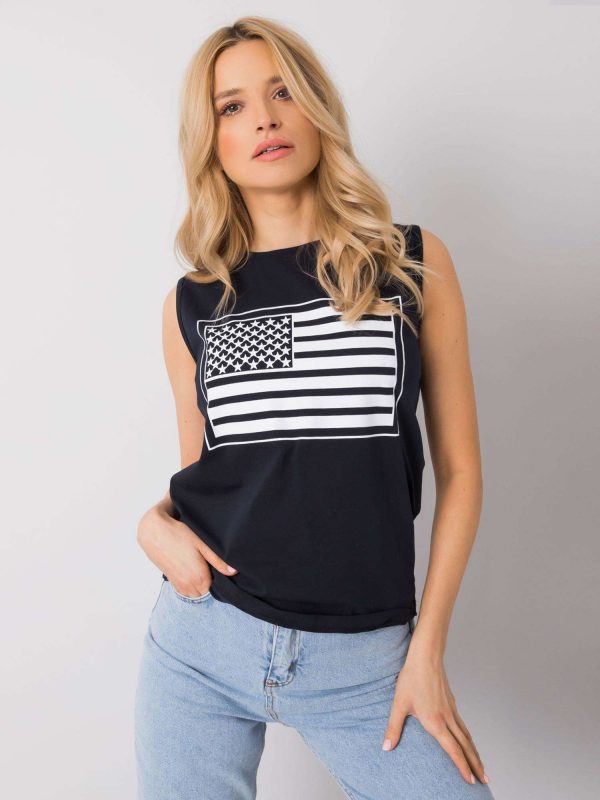 Navy blue top with print Petra RUE PARIS