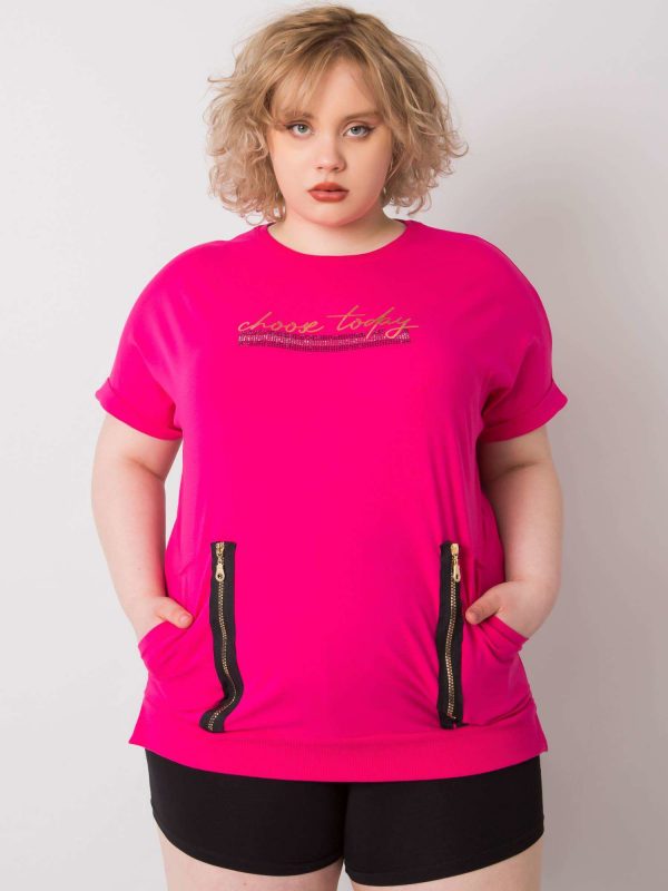 Fuchsia plus size blouse with Jessamy pockets