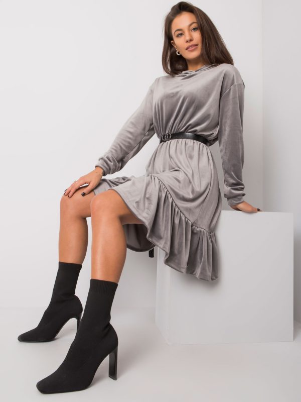 Grey velour dress with Casablanca belt