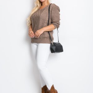 Dark beige plus size sweater Flower