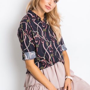 RUE PARIS Navy blue Pinky shirt