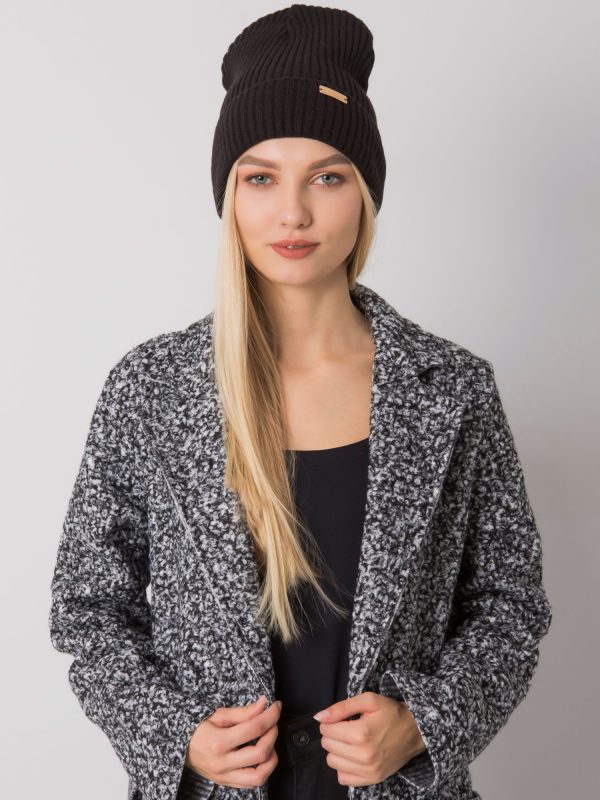 Women's black knitted hat RUE PARIS