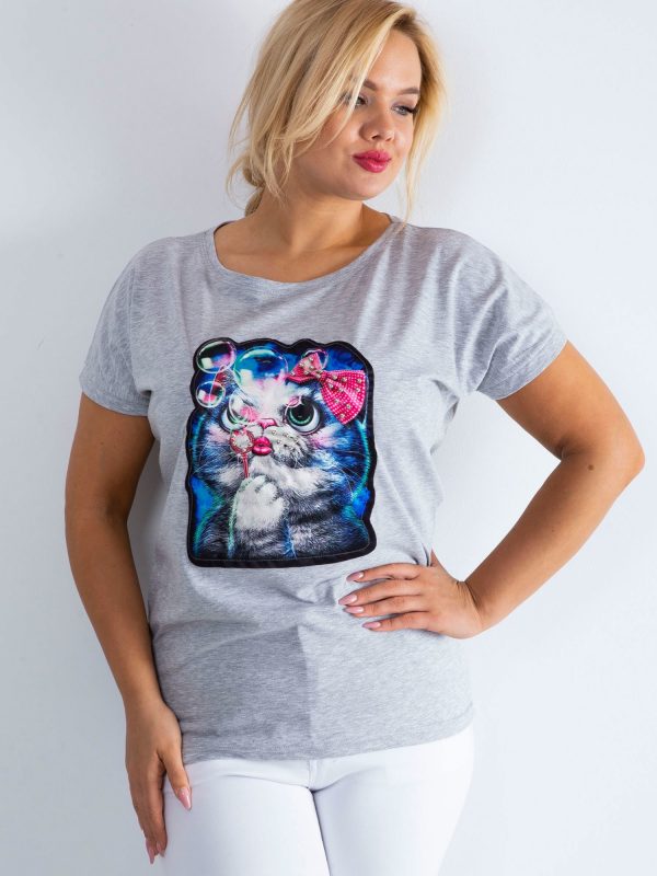 Grey T-shirt Adorable PLUS SIZE