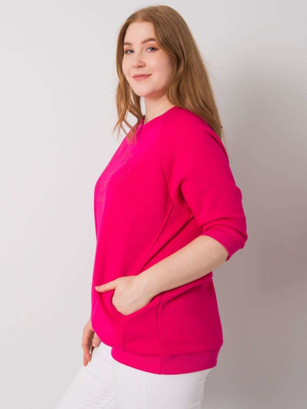 Vincente Fuchsia Plus Size Hoodless Sweatshirt