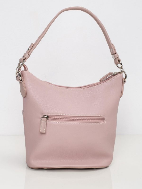 Pink handbag with detachable strap