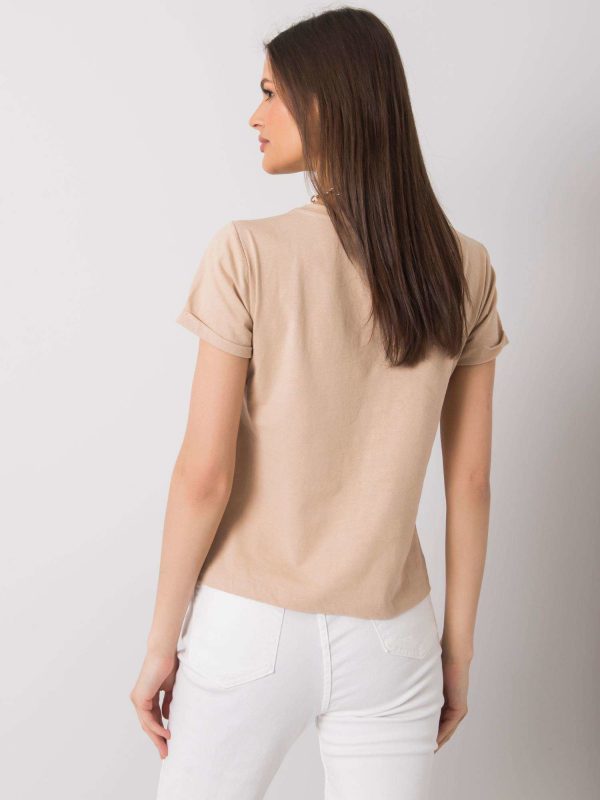 Beige T-shirt with print Suave OCH BELLA