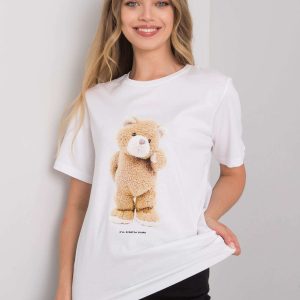 White T-shirt with Teddy print