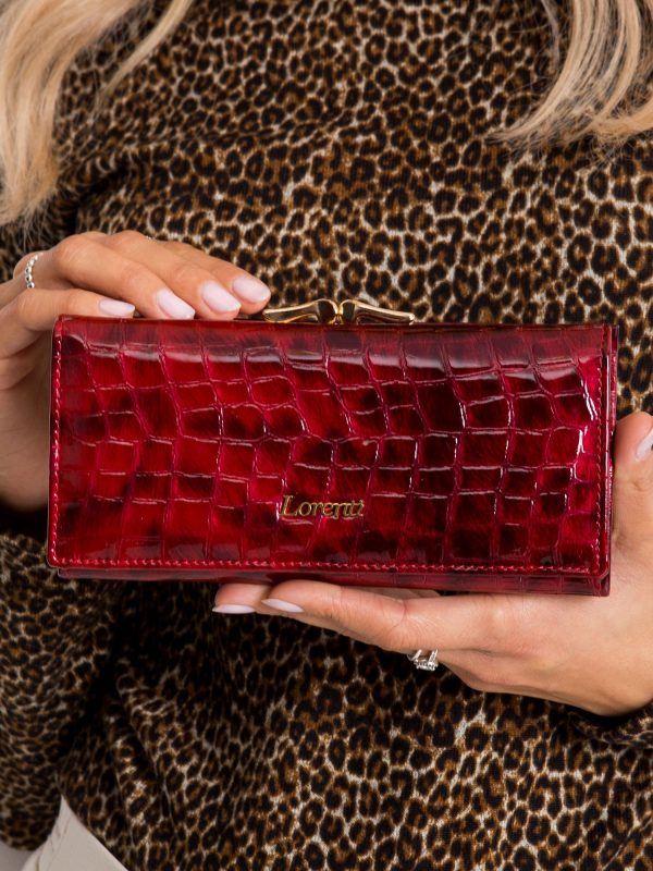 Women's Red Olong Leather Wallet